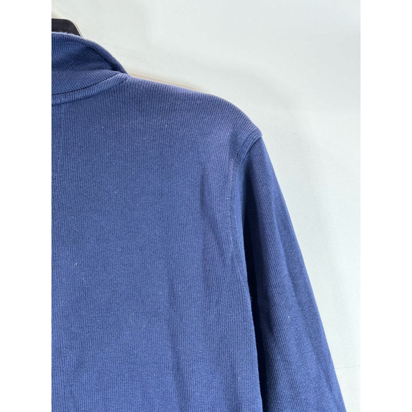 BANANA REPUBLIC Men's Navy Star Quarter-Zip Elbow-Patch Pullover Sweater SZ M