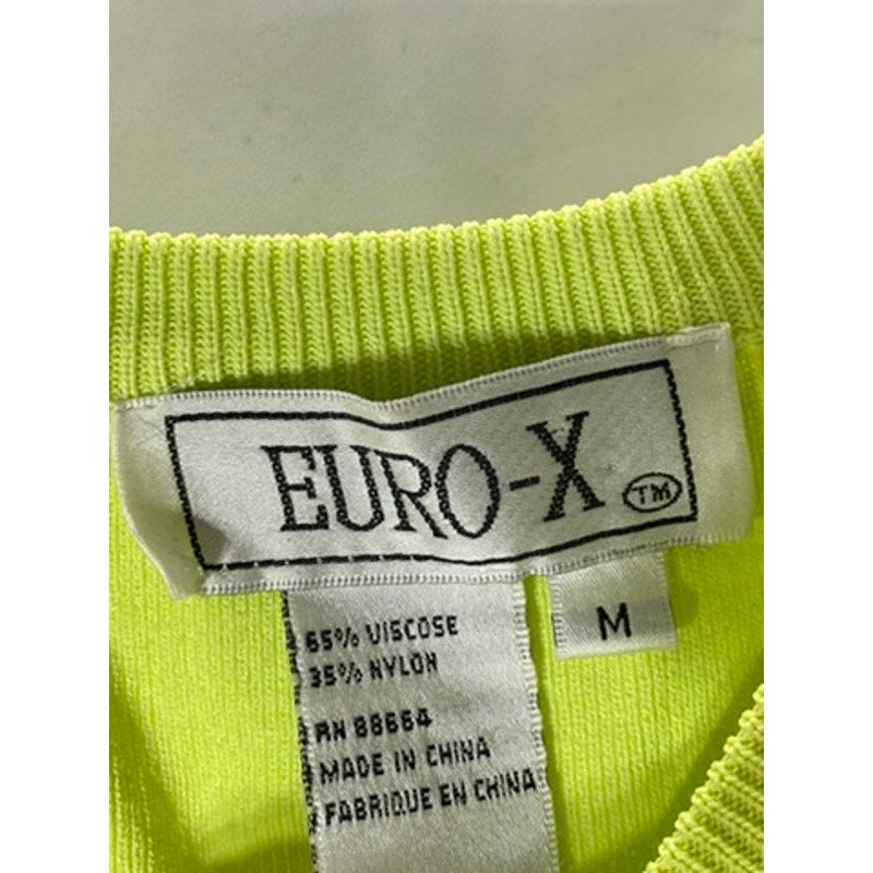 EURO-X Women's Neon Green Crewneck Sleeveless Top SZ M