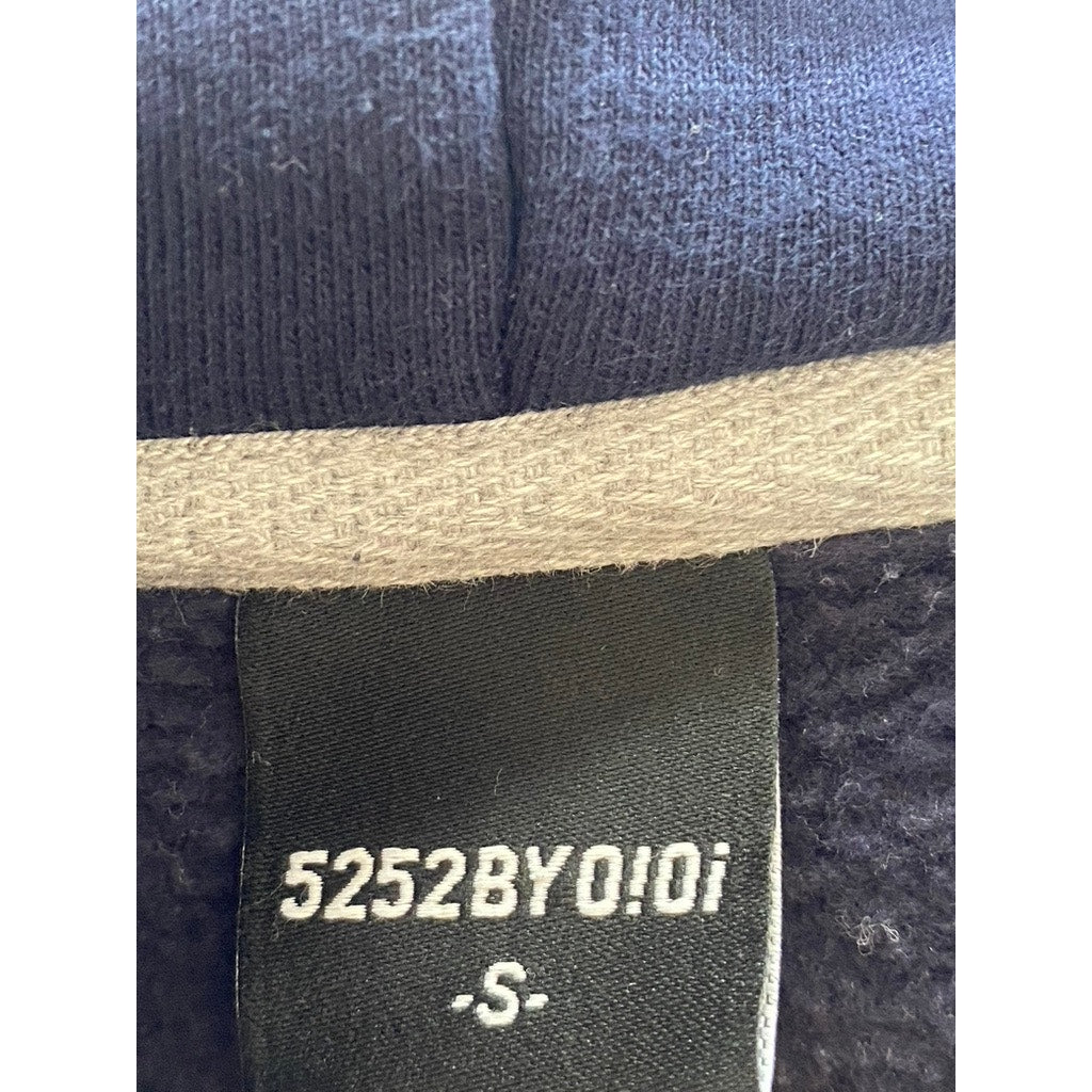 5252 BY OIOI Unisex Dark Navy/Red Patch Logo Casual Hoodie SZ S