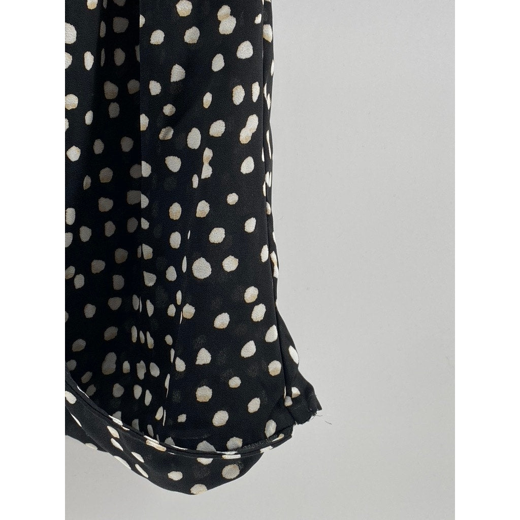BANANA REPUBLIC Women's Petite Black-White Dot Print Surplice Top SZ XSP