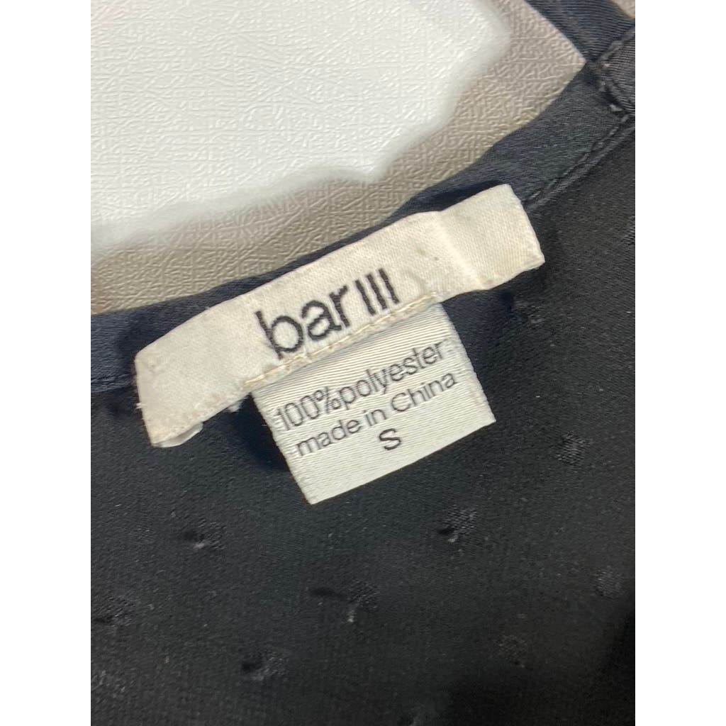 BAR III Women's Black V-Neck Embroidered Dot Cross Back Cami Top SZ S