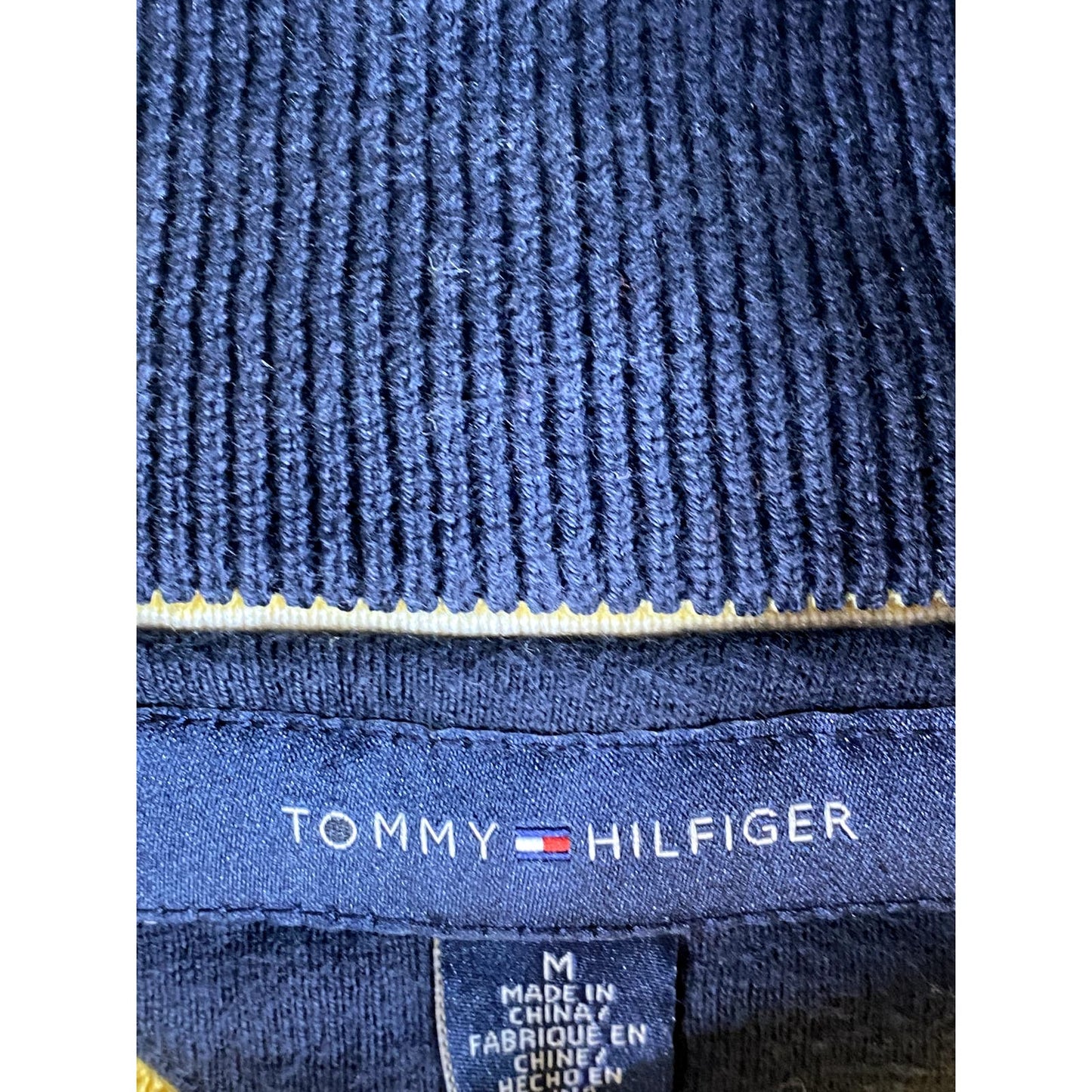 TOMMY HILFIGER Men's Yellow Quarter-Zip Pullover Sweater SZ M