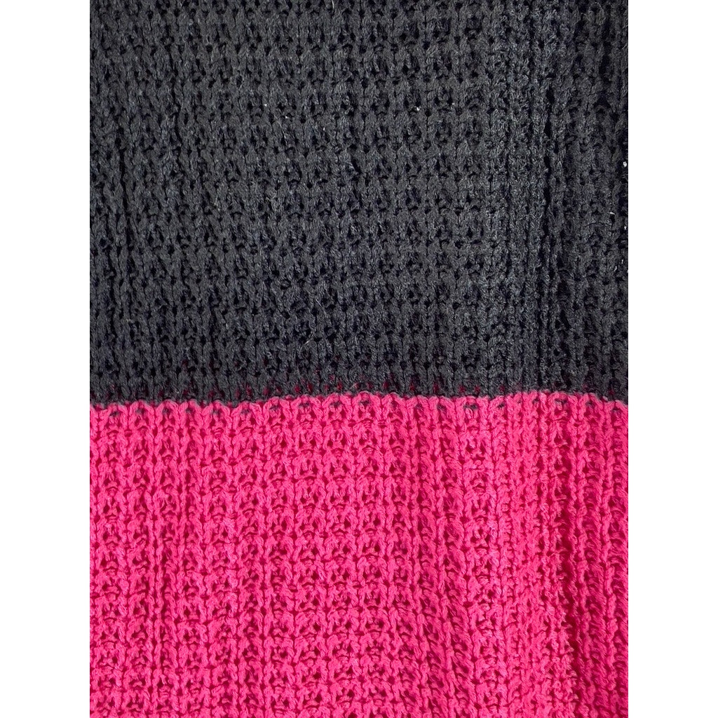 IM IN LOVE WITH DEREK Women's Pink/Black Striped Knit Pullover Sweater SZ M