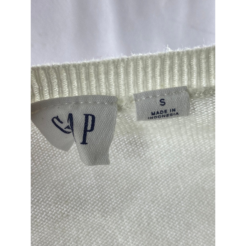 GAP Women's Cream Crewneck Button-Up Long Sleeve Cardigan SZ S