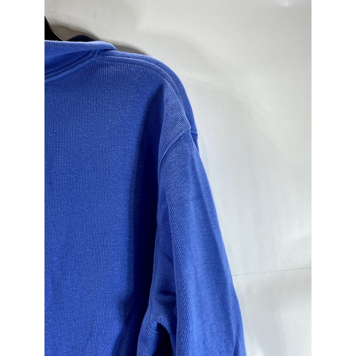LANDS' END Men's Blue Cotton Bedford Rib Quarter-Zip Pullover Sweater SZ XL
