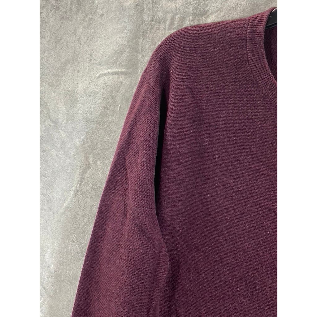 J.CREW Men's Eggplant Crewneck Knit Long Sleeve Pullover Sweater SZ L