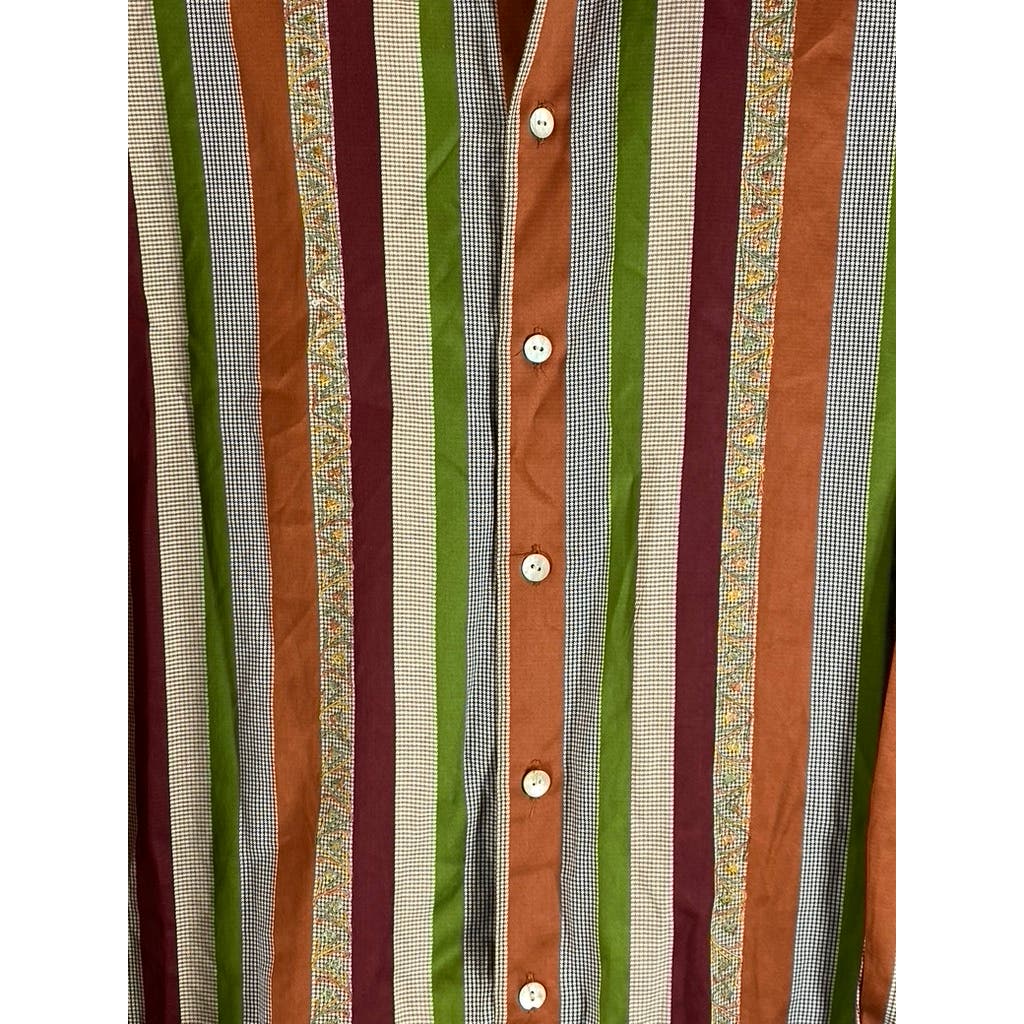 ROBERT GRAHAM Men's Multi XL Striped Button-Up Long Sleeve Flip Cuff Shirt SZ L