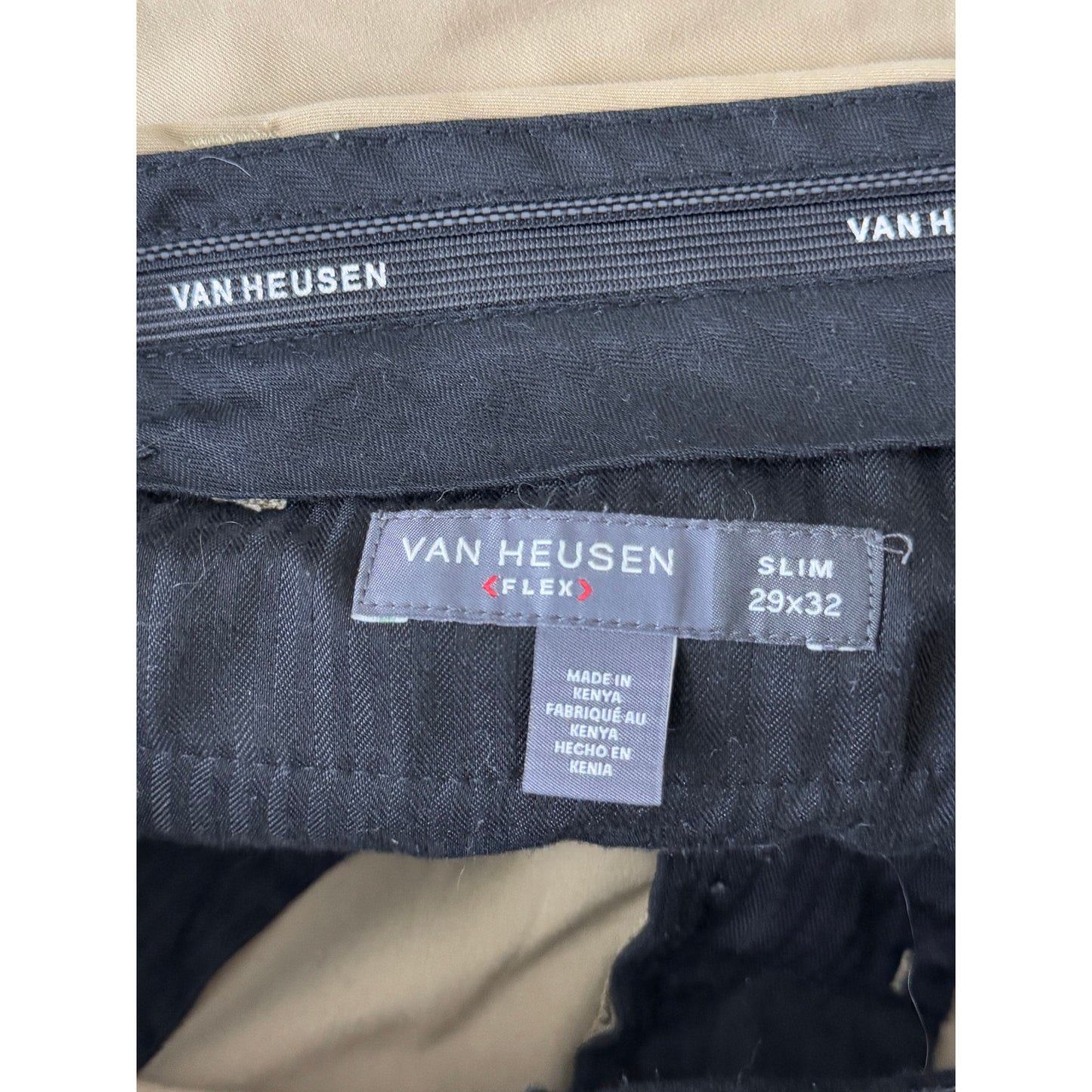 VAN HEUSEN Men's Tan Flex Slim-Fit Flat Front Dress Pants SZ 29X32