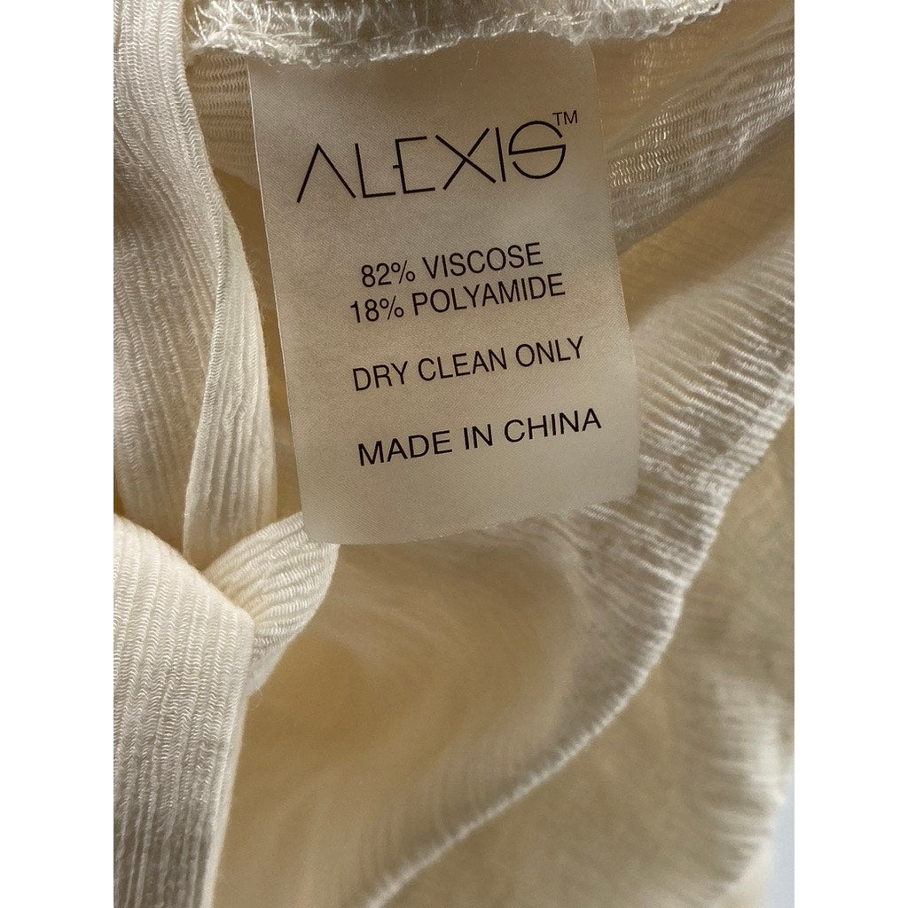 ALEXIS Women's Cream Boho Zip-Up High-Neck Long Sleeve Tie-Hem Top SZ XS