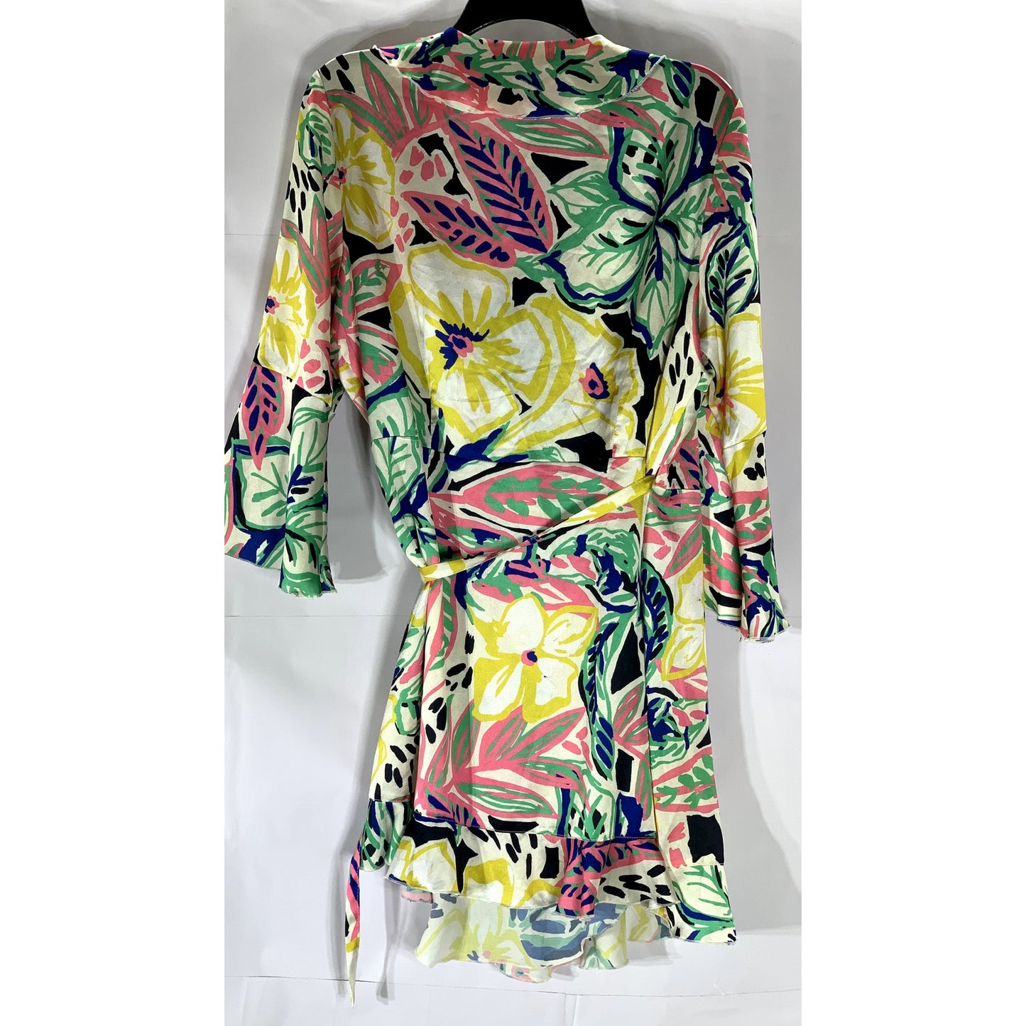 OUTRAGEOUS FORTUNE Women's Summer Floral Long Sleeve Ruffle Wrap Dress SZ 12