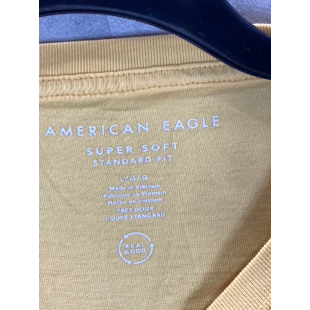AMERICAN EAGLE Men's Yellow Crewneck Super Soft Standard-Fit T-Shirt SZ L