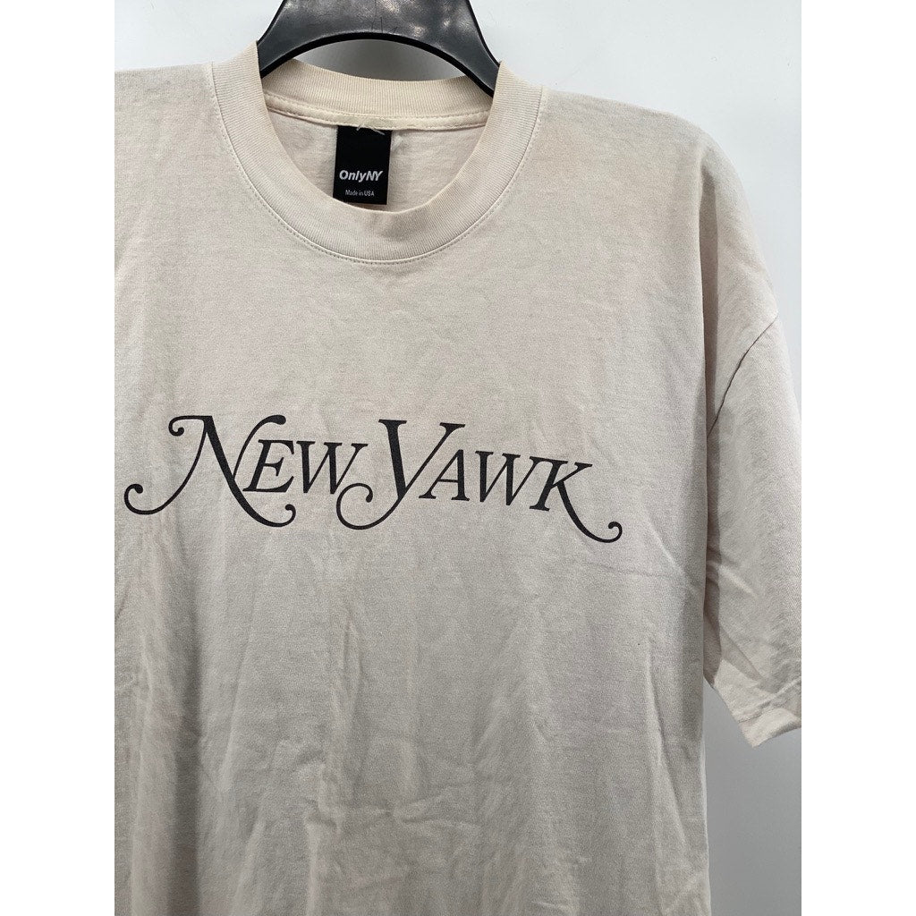 ONLYNY Men’s Beige ‘New Yawk’ Crewneck Short Sleeve Logo T-Shirt SZ L