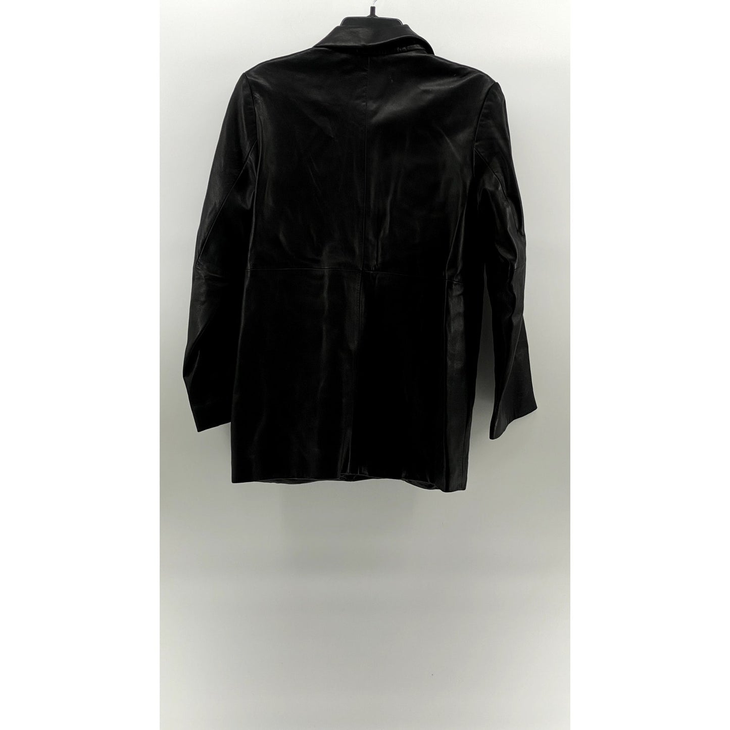 BANANA REPUBLIC Women's Black Button-Up Leather Streetwear Coat SZ S