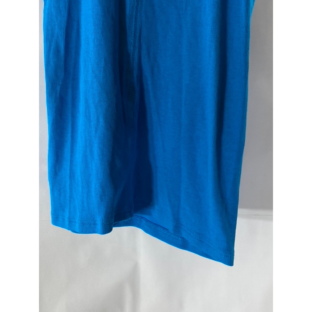 EVERLANE Women's Blue Ribbed Deep Scoop-Neck Pima Cotton Tank Top SZ XS
