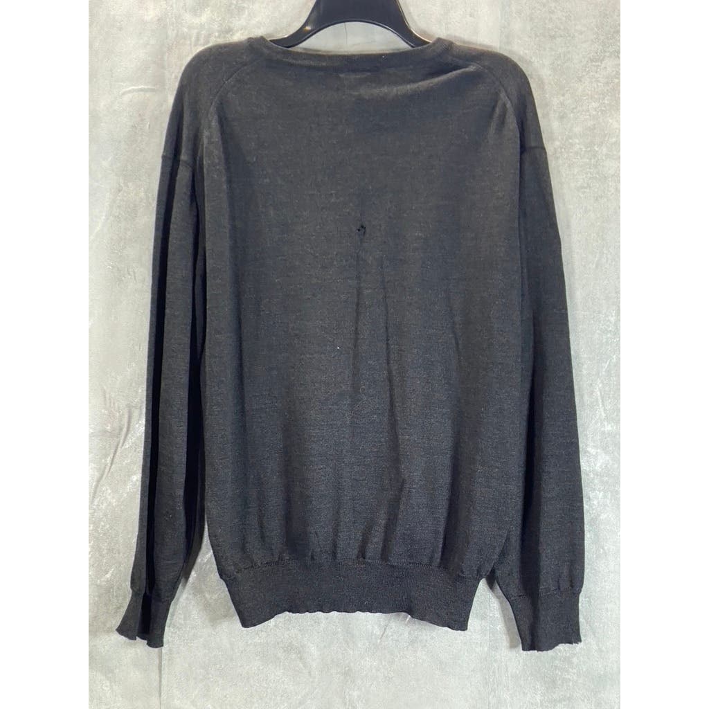 GIORGIOLINI Men's Charcoal Wool V-Neck Pullover Sweater SZ XL
