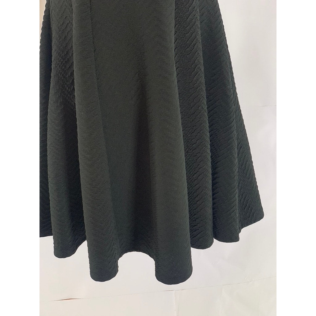 LOVE J Women's Black Solid Zig-Zag Textured Strapless Mini A-Line Dress SZ L
