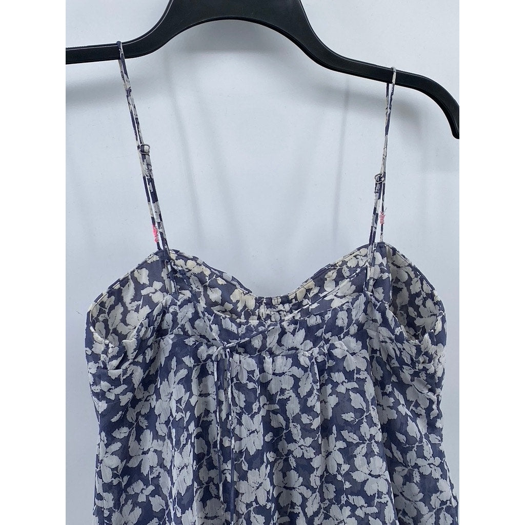 AMERICAN EAGLE OUTFITTERS Women's Blue-White Floral Spaghetti Strap Top SZ XS