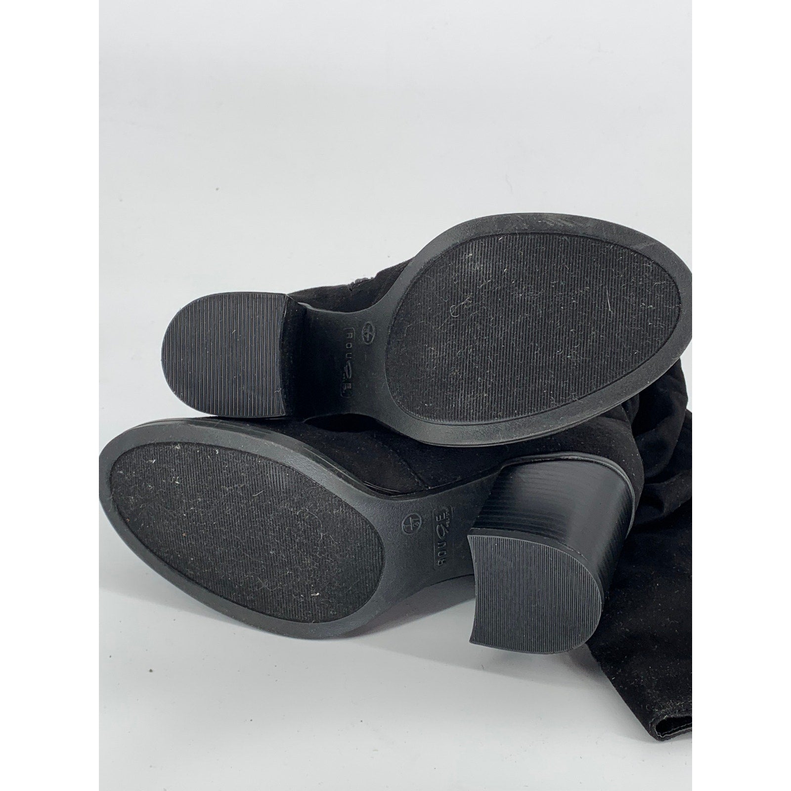 ROUGE HELIUM Women's Black Faux-Suede Sounding Round-Toe Knee-High Boots SZ 7