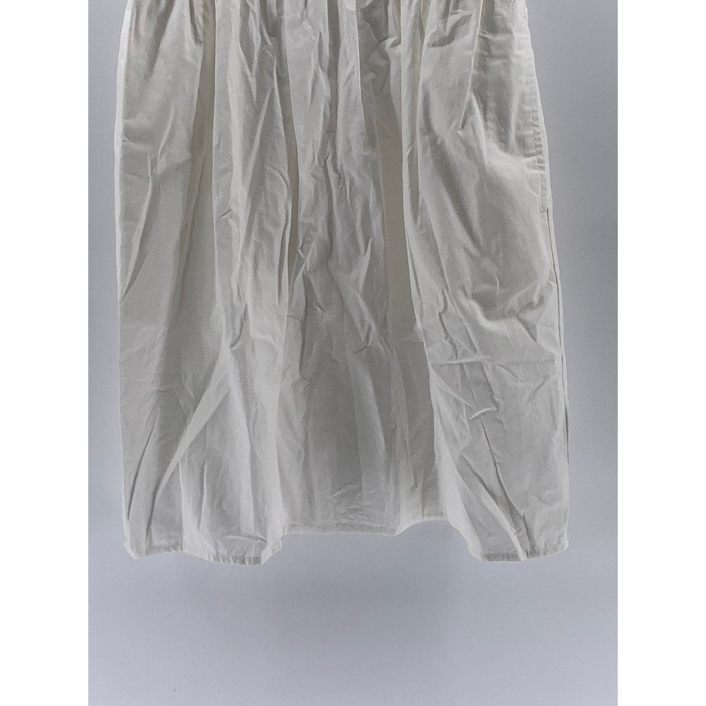 THE DROP Women's White Smocked Spaghetti Strap Fit & Flare Mini Dress SZ S