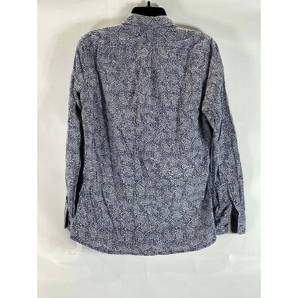 DIESEL Men's Navy/White Paisley Giamma Button-Up Long Sleeve Shirt SZ S