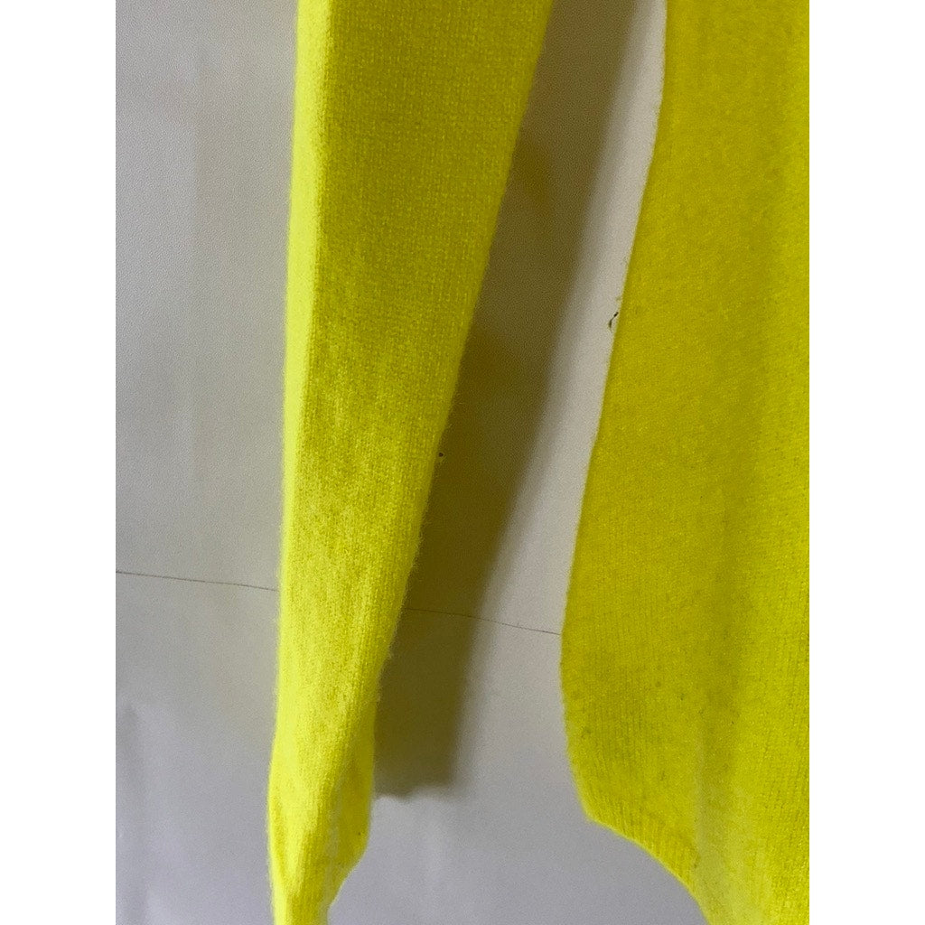 LORD & TAYLOR Women's Yellow Cashmere Crewneck Long Sleeve Pullover Sweater SZ S