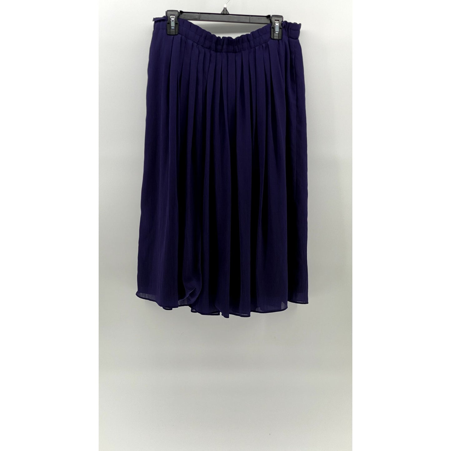 ANN TAYLOR LOFT Women's Purple Pleated Pull-On Sheer A-Line Midi Skirt SZ M