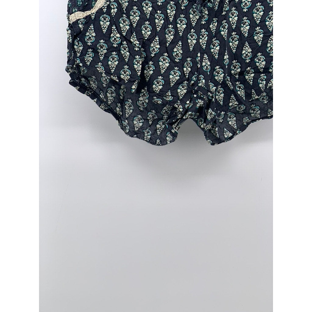 ARTISAN NY Women's Blue Printed Drawstring Relaxed-Fit Shorts SZ S