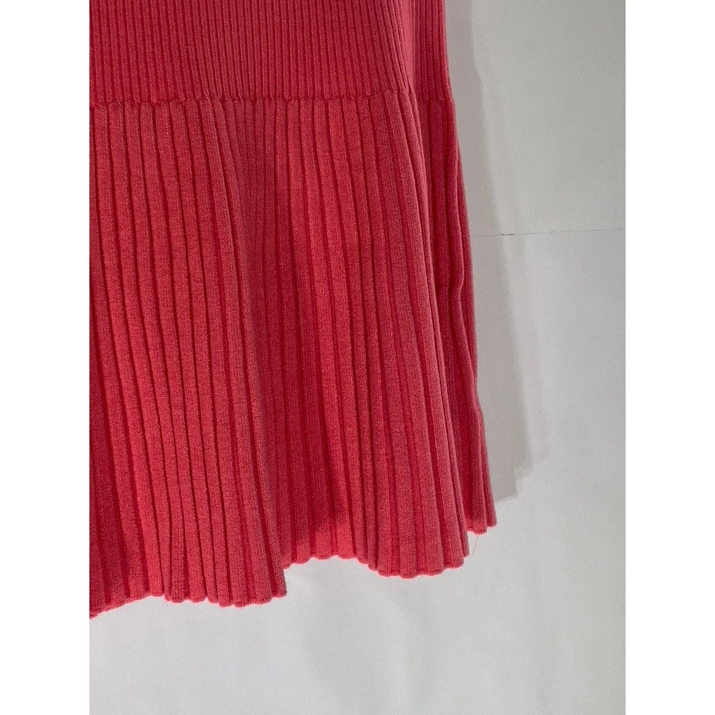 AERIE Women's Dark Pink Take Charge Pull-On Ribbed Flare Sweater Mini Skirt SZ M
