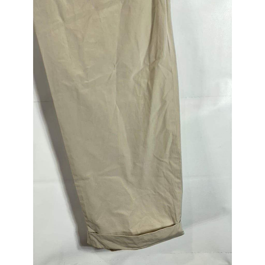 BROOKS BROTHERS Men's Beige Pleated Supima Cotton Cuffed Pants SZ 34X32