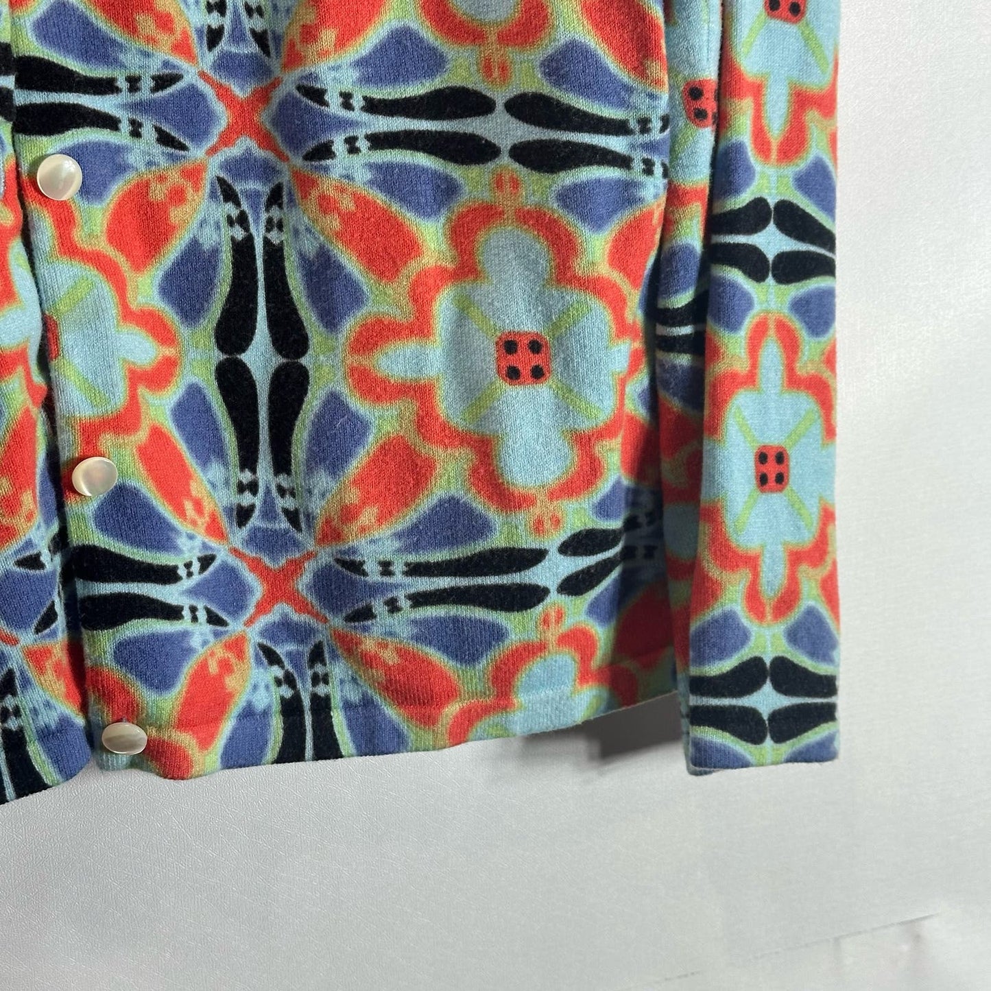 J. MCLAUGHLIN Women's Multi Mosaic Print Button-Up Cardigan Sweater SZ M