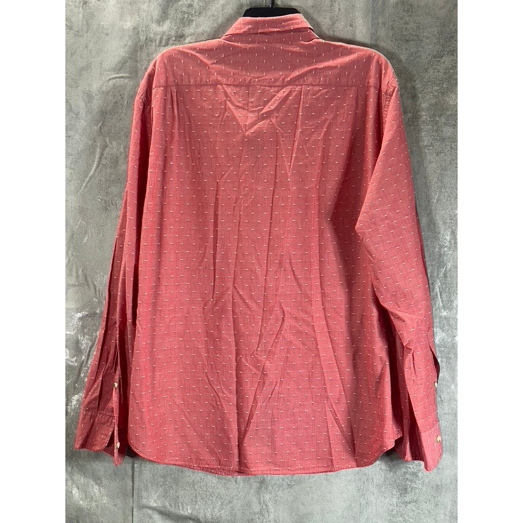 J.CREW Men's Red Textured Regular-Fit Cotton Button-Up Long Sleeve Shirt SZ XL