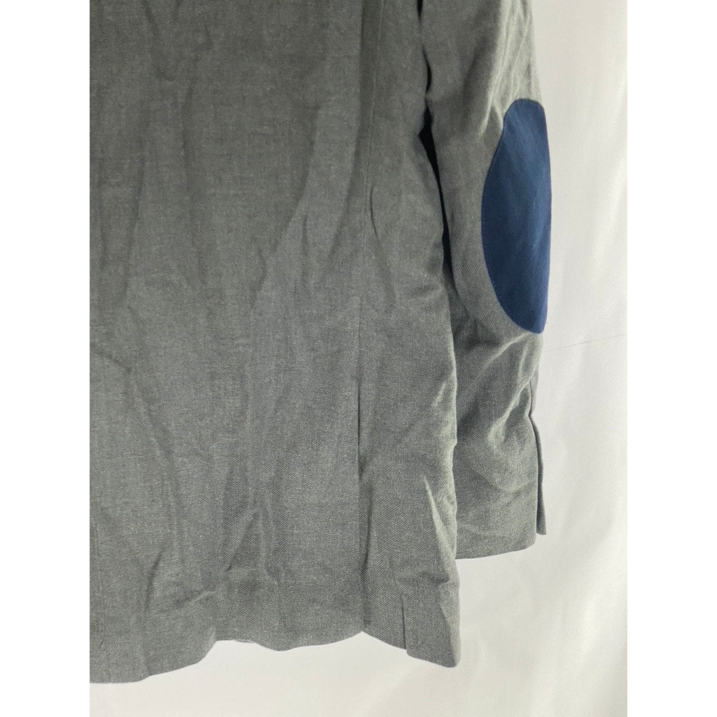EL GANSO Men's Gray Two-Button Elbow Patch Regular-Fit Blazer SZ 52(US42)