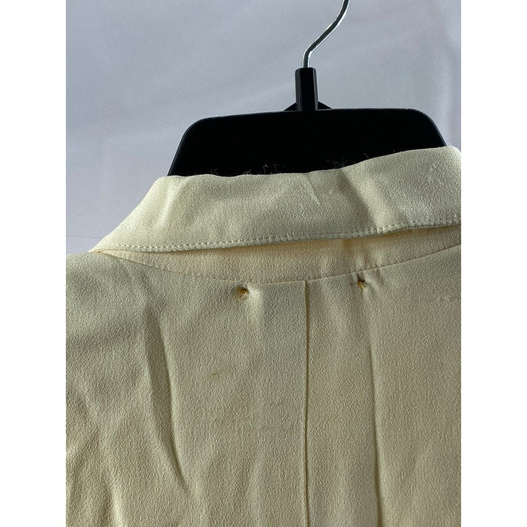 UNBRANDED Women's Beige Single-Button Long Sleeve Notch Lapel Blazer SZ S