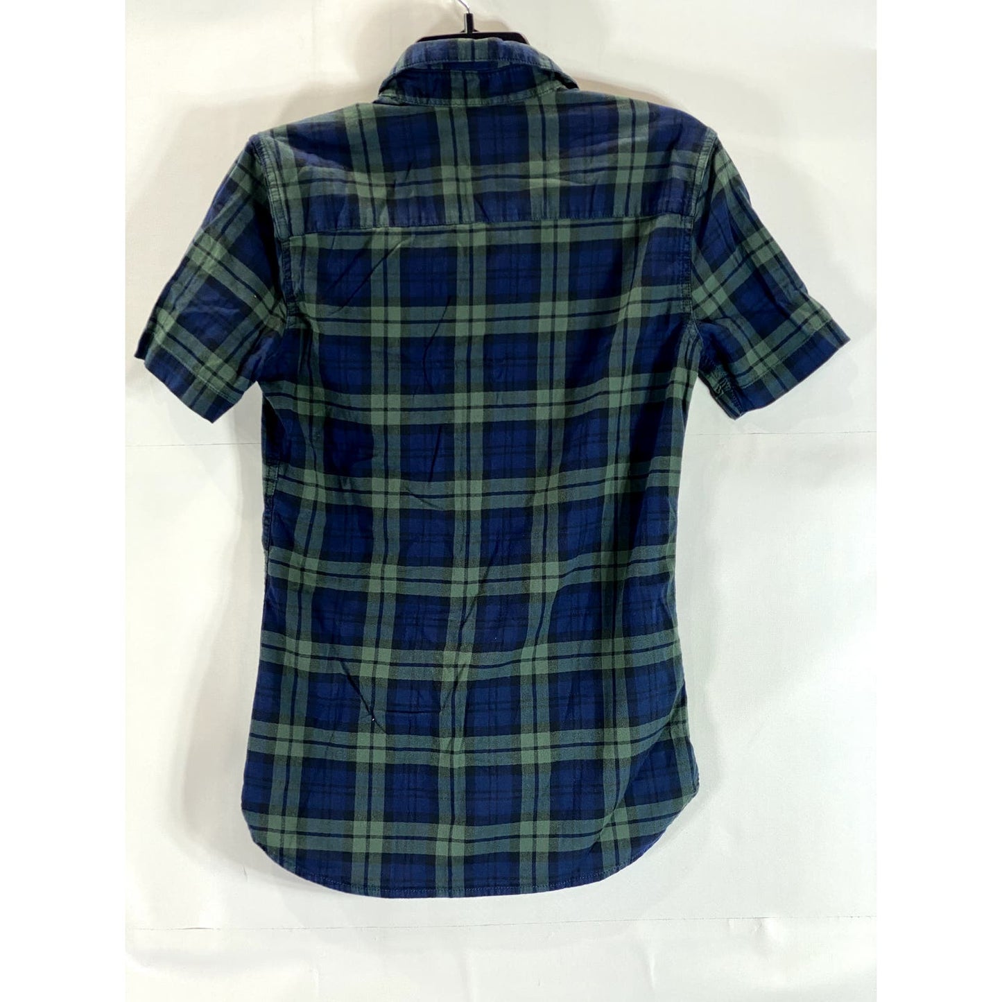 TOPMAN Men's Green Plaid Black Watch Muscle-Fit Button-Up Shirt SZ XS