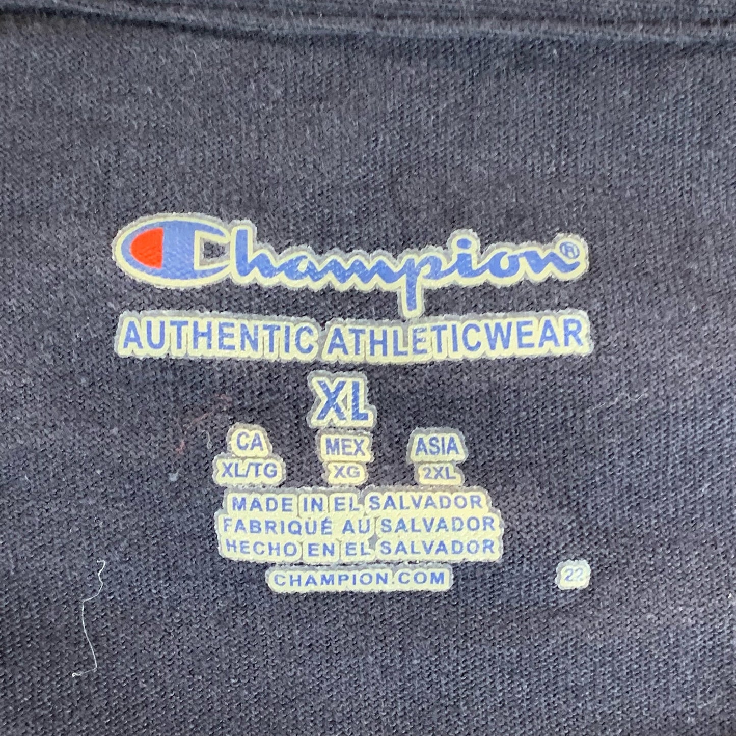 CHAMPION Men's Navy/Yellow California Logo Crewneck Short Sleeve T-Shirt SZ XL