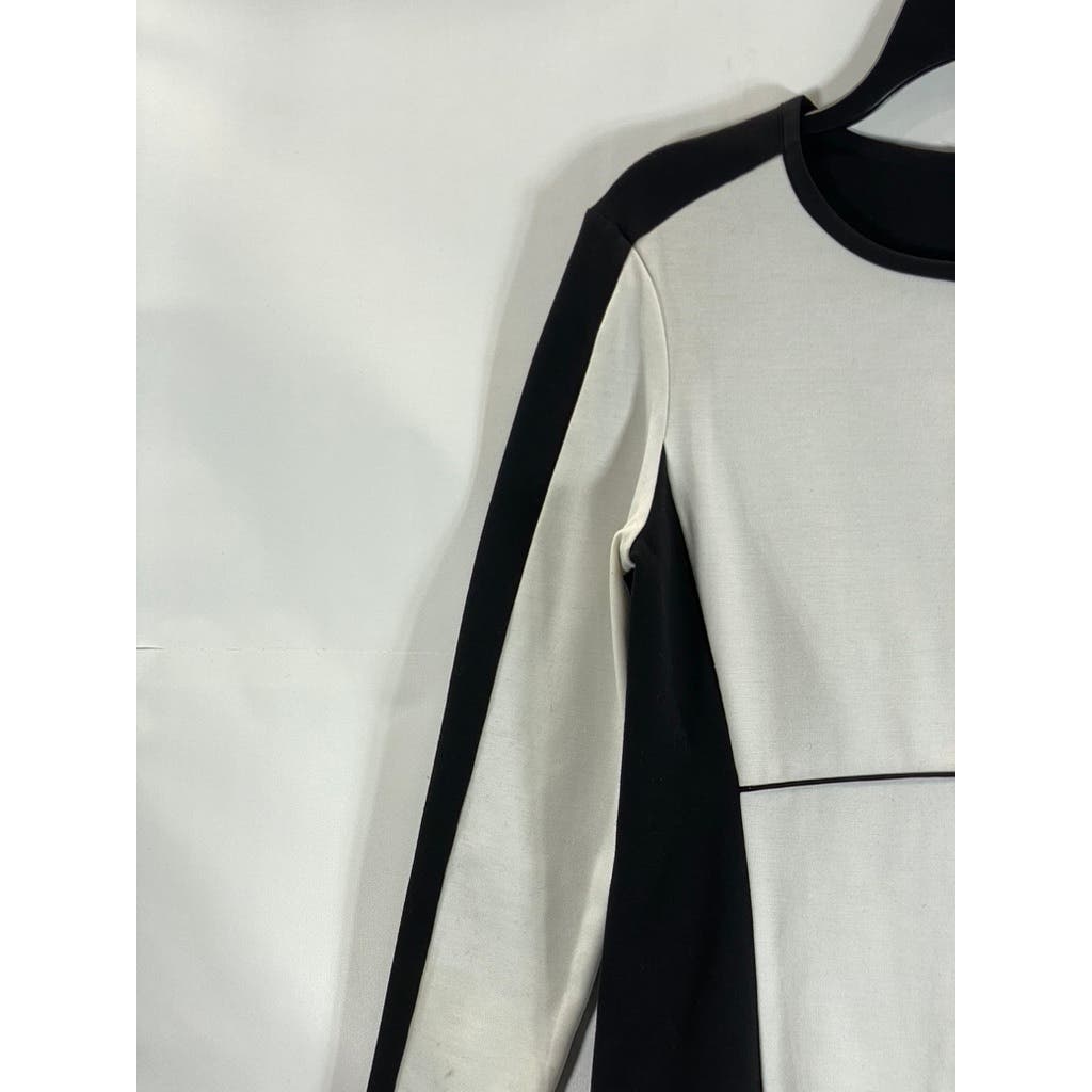 NARCISO RODRIGUEZ Women's Black/White Color Block Sheath Long Sleeve Dress SZ M