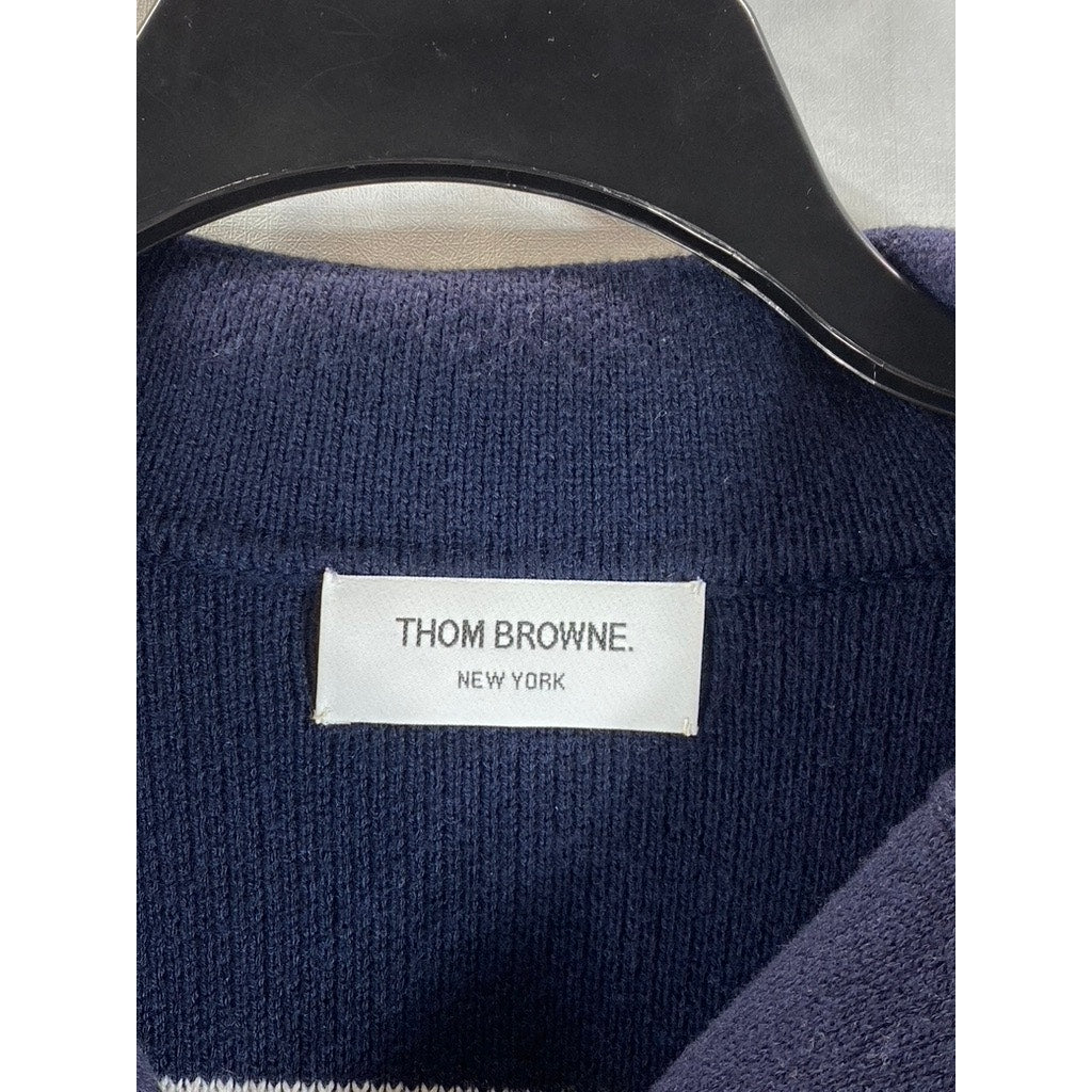 THOM BROWNE New York Women's Navy White Anchor Button-Front Cardigan SZ 0(XS)