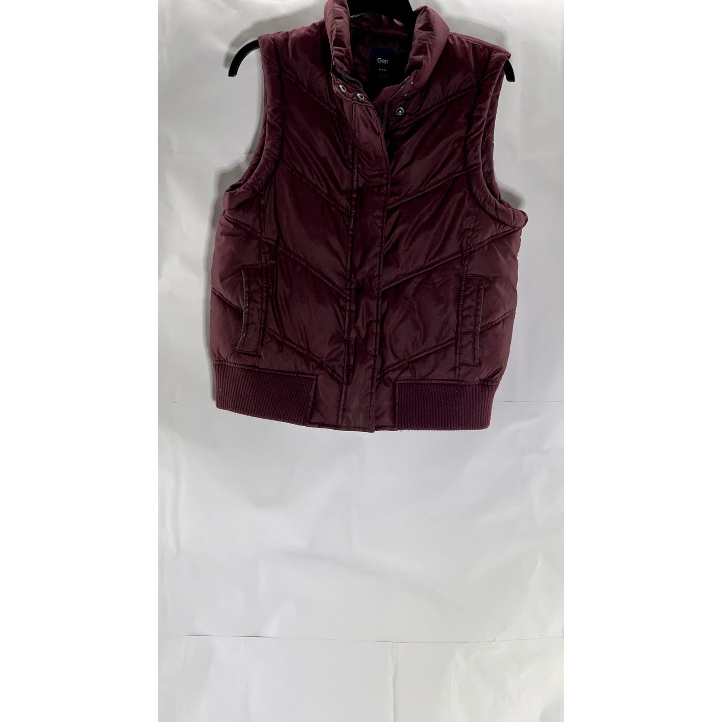 GAP Women's Burgundy Zip-Up Sleeveless Puffer Vest SZ M