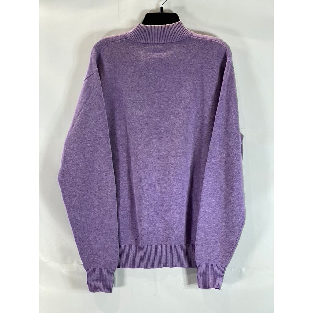 PETER MILLAR Men's Purple Quarter-Zip Hamilton Farm Golf Club Patch Sweater SZ M