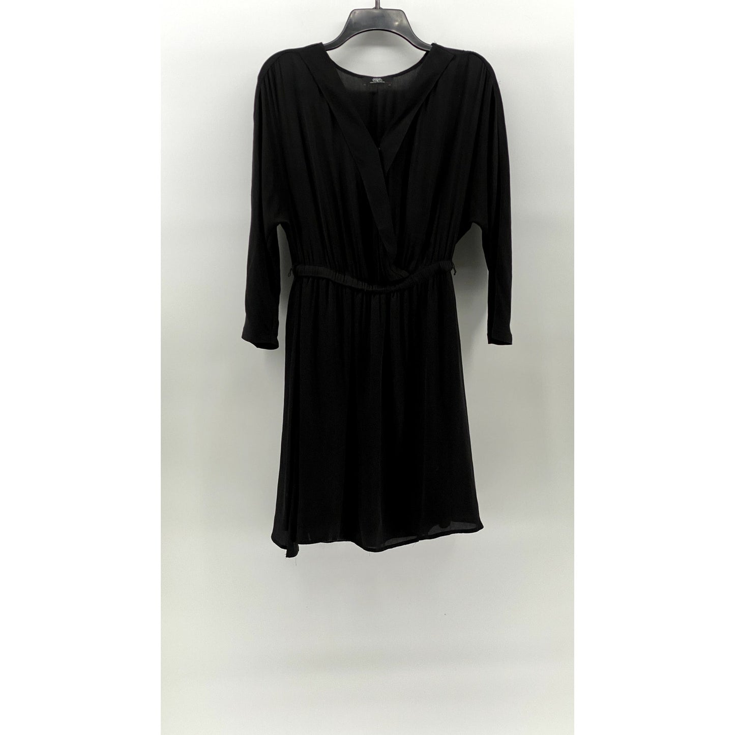 LE TEMPS DE CERISES Women's Black V-Neck Long Sleeve Elastic-Waist Dress SZ S