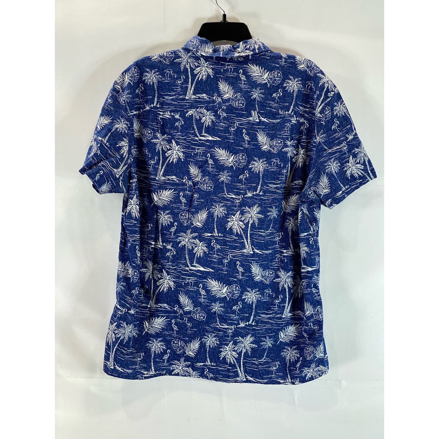 AMERICAN EAGLE Men's Blue Palm Tree Graphic Regular-Fit Button-Up Shirt SZ L