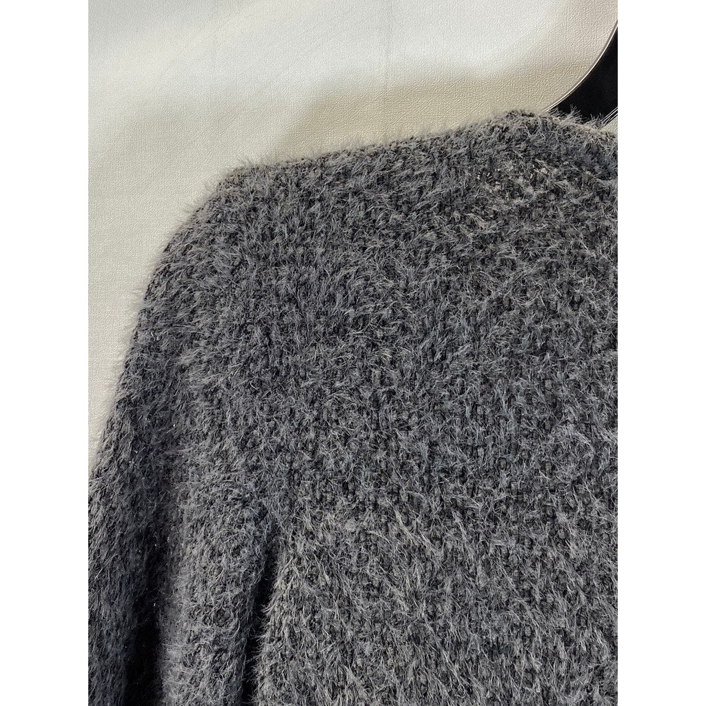 HOLLISTER Women's Gray Open Front Knit Waist Tie Long Sleeve Crop Sweater SZ M