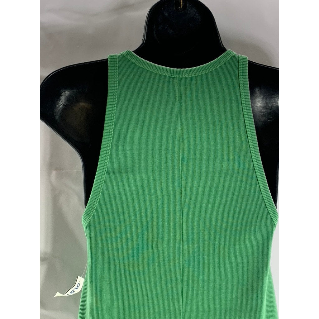 OLD NAVY Women's Green Emerald Reef Ribbed High-Neck Sleeveless Dress SZ M