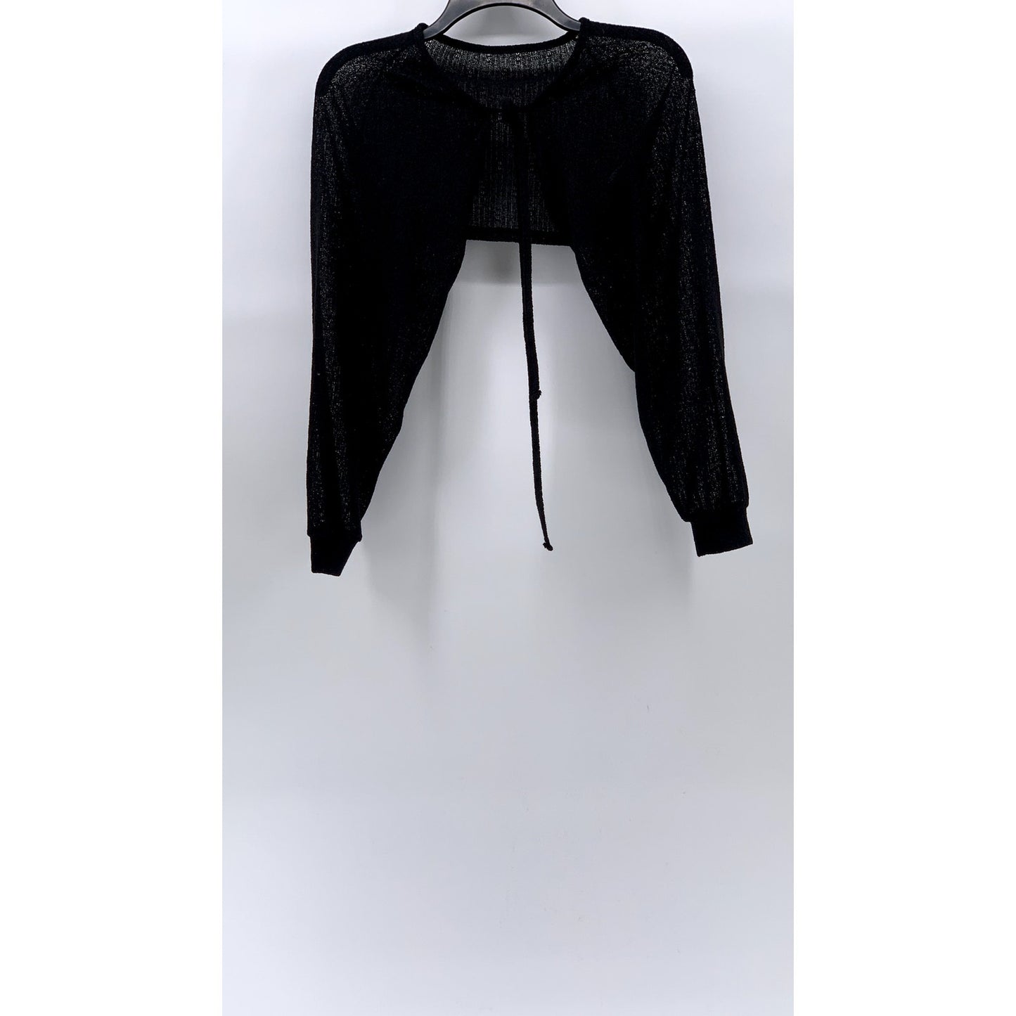 3.3 FIELD TRIP Women's Black Knit Tie-Front Long Sleeve Overlay Shawl Top SZ OS