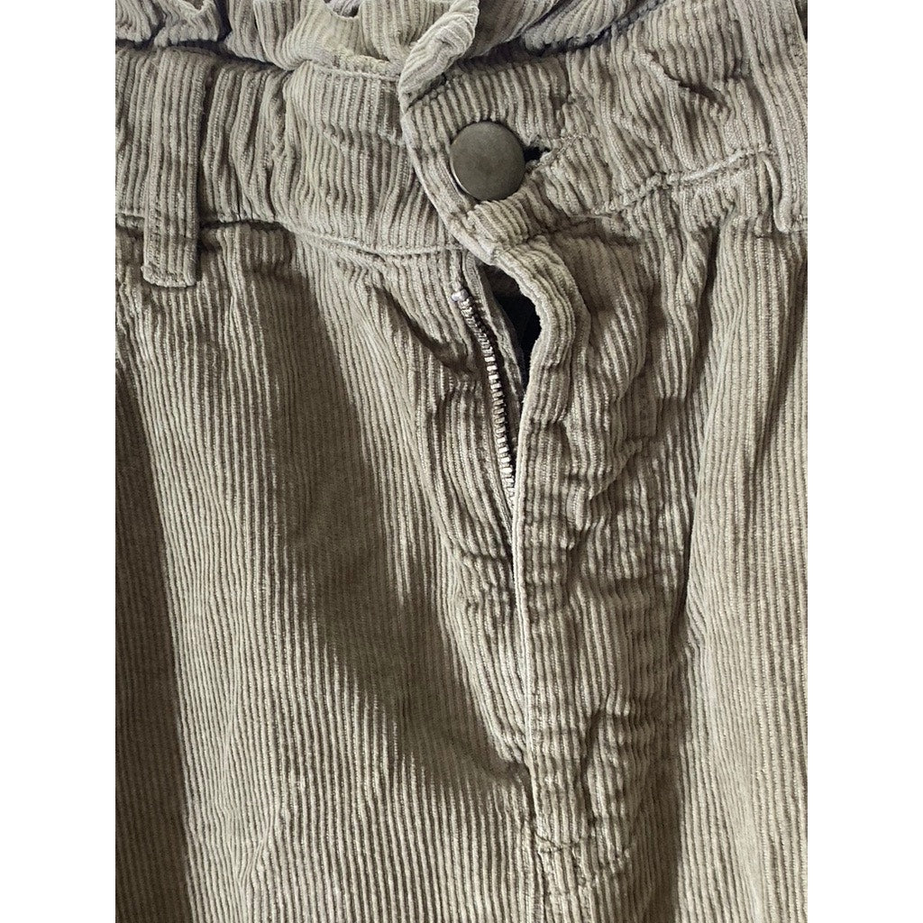 ZARA Women’s Olive Green Corduroy Ruffle-Waist Jogger Pant SZ 12