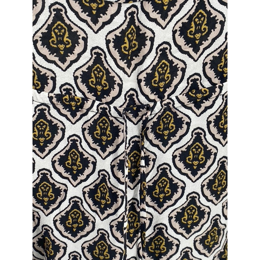 A.L.C Women’s Cream Printed Calder Sleeveless Tie-Waist Mini A-line Dress SZ 8