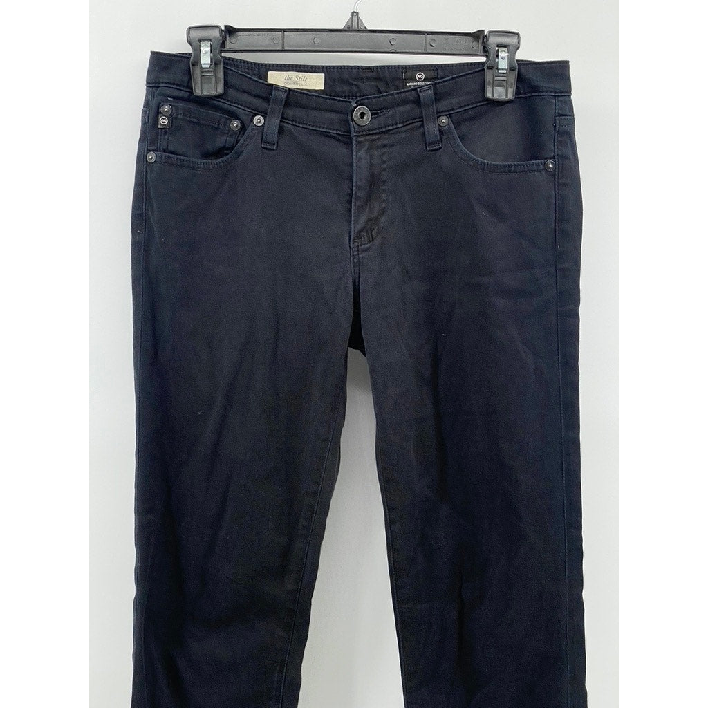 AG ADRIANO GOLDSCHMIED Women's Black Denim The Stilt Cigarette Leg Jeans SZ 28