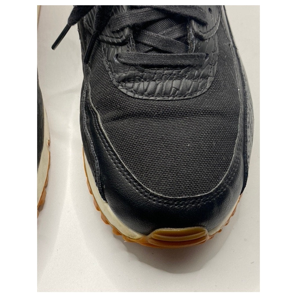 NIKE Women's Black Air Max 90 Premium Lace-Up Round Toe Platform Sneakers SZ 9.5