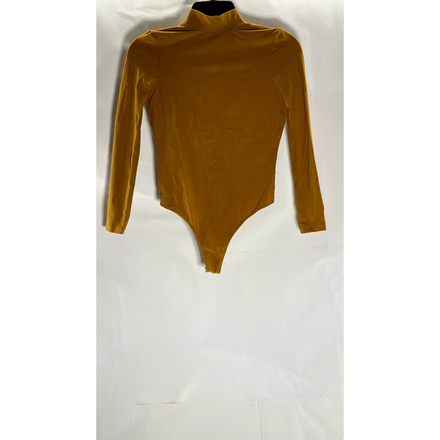 AMERICAN APPAREL Women's Camel Brown Mock-Neck Open-Back Thong Bodysuit SZ S