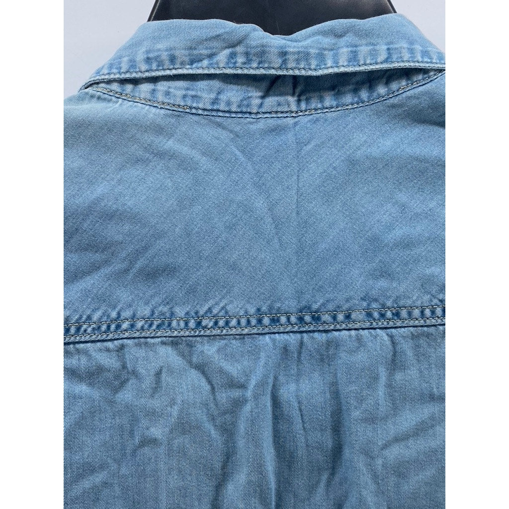 DIVIDED BY H&M Women's Blue Denim Button-Up Long Sleeve Casual Top SZ 10